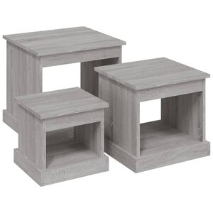 vidaXL Tables basses 3 pcs sonoma gris bois d'ing&eacute;nierie