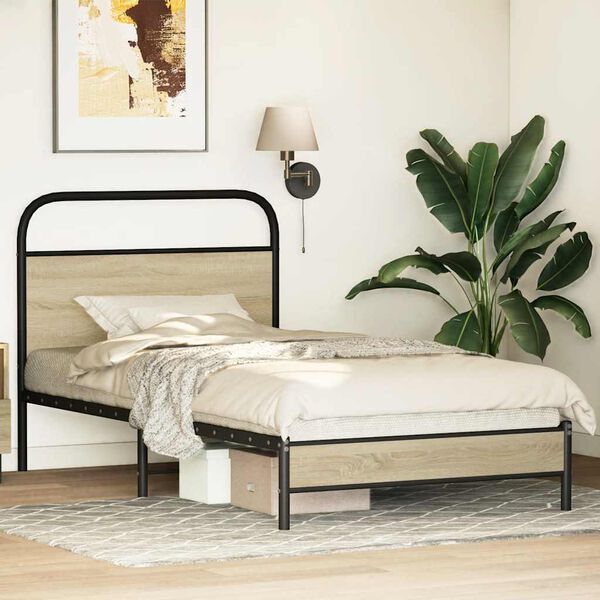 vidaXL Cadre de lit sans matelas 90x190cm chêne sonoma bois ingénierie