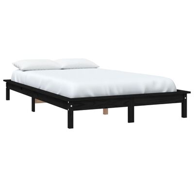 vidaXL Cadre de lit sans matelas noir bois massif