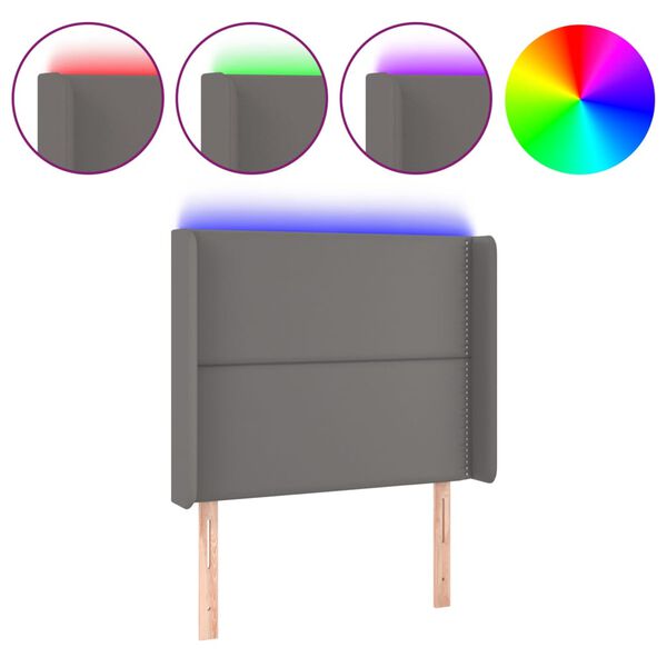 vidaXL T&ecirc;te de lit &agrave; LED Gris 93x16x118/128 cm Similicuir