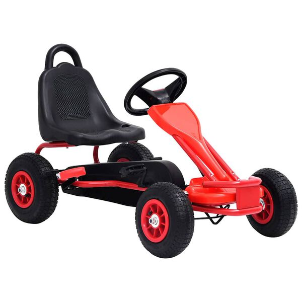 vidaXL Kart &agrave; p&eacute;dales avec pneus Rouge