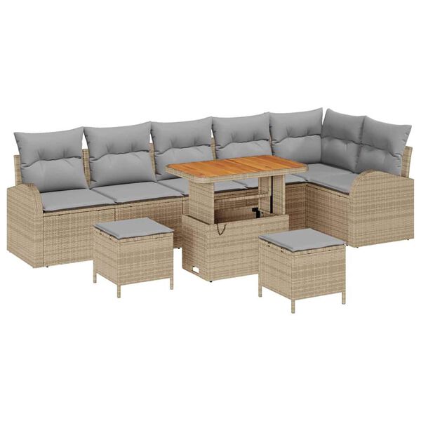 vidaXL Ensemble de canap&eacute; de jardin 9 pcs Beige et Gris clair