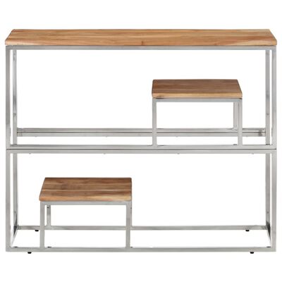 vidaXL Table console argenté acier inoxydable et bois massif d'acacia