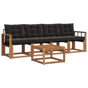 vidaXL Ensemble de canap&eacute;s d'ext&eacute;rieur 5 pc Naturel et Noir