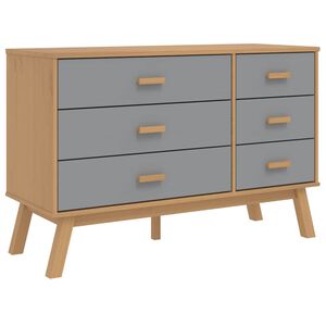 vidaXL Armoire &agrave; tiroirs OLDEN gris et marron bois de pin solide
