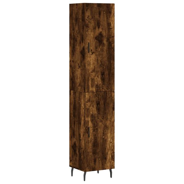 vidaXL Buffet haut Ch&ecirc;ne fum&eacute; 34,5x34x180 cm Bois d'ing&eacute;nierie