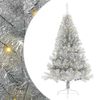 vidaXL Sapin de No&euml;l artificiel pr&eacute;-&eacute;clair&eacute; Argent 120 cm PET