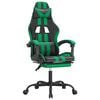 vidaXL Chaise de jeu pivotante et repose-pied Noir et vert Similicuir