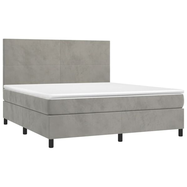 vidaXL Sommier &agrave; lattes de lit avec matelas LED Gris clair 180x200 cm