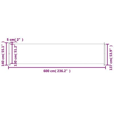 vidaXL Auvent latéral rétractable de patio 140x600 cm bleu