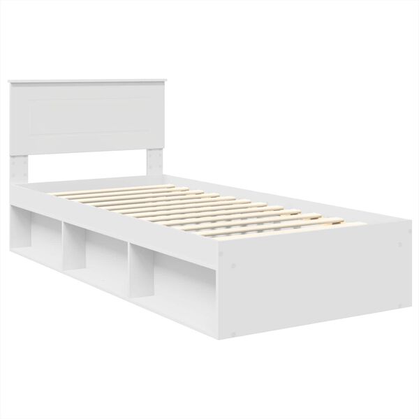 vidaXL Cadre de lit Blanc 90 x 200 cm Bois d'ing&eacute;nierie