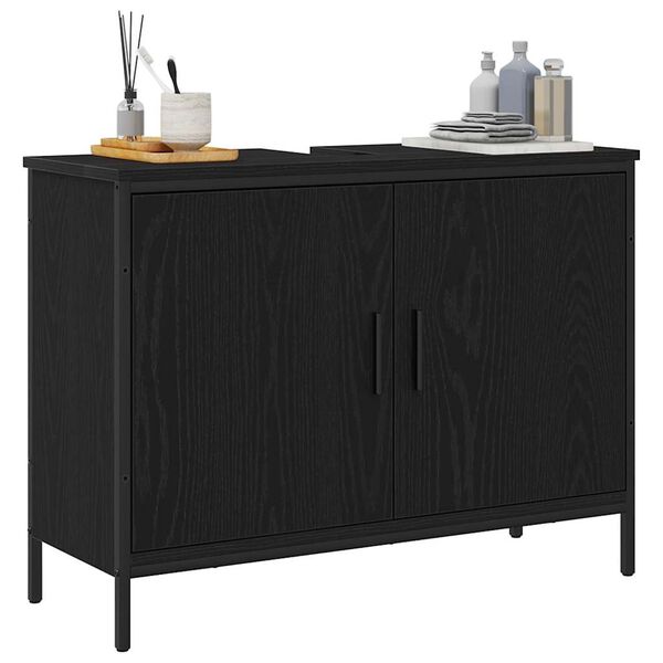 vidaXL Meuble de Lavabo de Salle de Bain Ch&ecirc;ne noir 80 x 30 x 60 cm