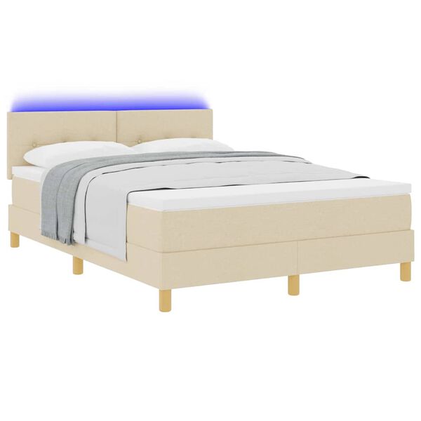 vidaXL Lit &agrave; ressorts avec matelas Cr&egrave;me 160 x 200 cm tissu