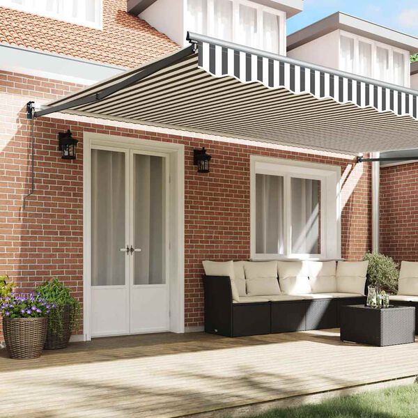 vidaXL Auvent r&eacute;tractable anthracite et blanc 5x3 m tissu et aluminium