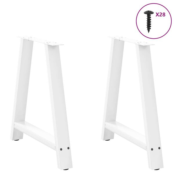 vidaXL Pieds de table &agrave; manger en forme de A 2 pi&egrave;ces Blanc 80 x (72-73) cm Acier