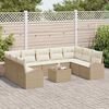 vidaXL Ensemble de Canap&eacute;s avec coussin 10 pcs Beige Poly Rattan