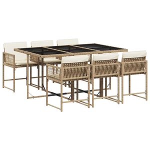 vidaXL Ensemble &agrave; manger de jardin et coussins 7 pcs beige poly rotin