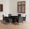 vidaXL Ensemble &agrave; manger de jardin 7 pcs R&eacute;sine tress&eacute;e Noir