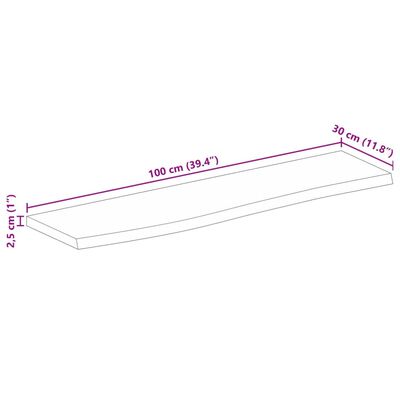 vidaXL Dessus de table à bord vivant 100x30x2,5cm bois massif manguier