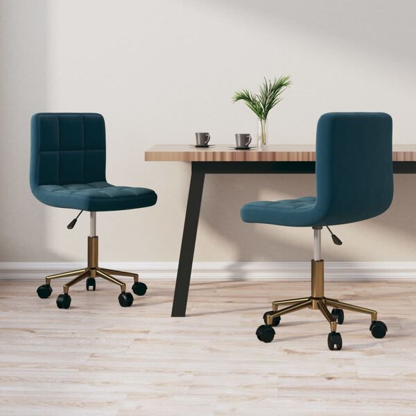 vidaXL Chaises pivotantes &agrave; manger lot de 2 bleu velours