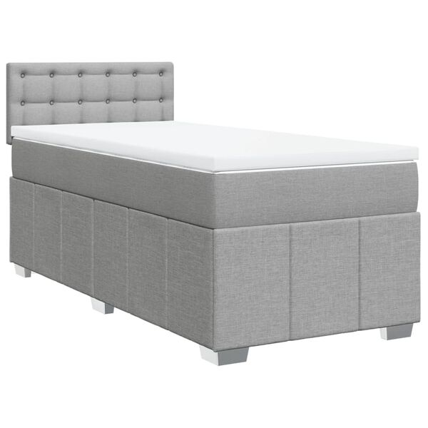 vidaXL Sommier &agrave; lattes de lit et matelas Gris clair 90x190 cm Tissu