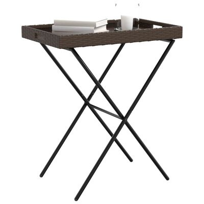 vidaXL Table à plateau pliable marron 65x40x75 cm résine tressée