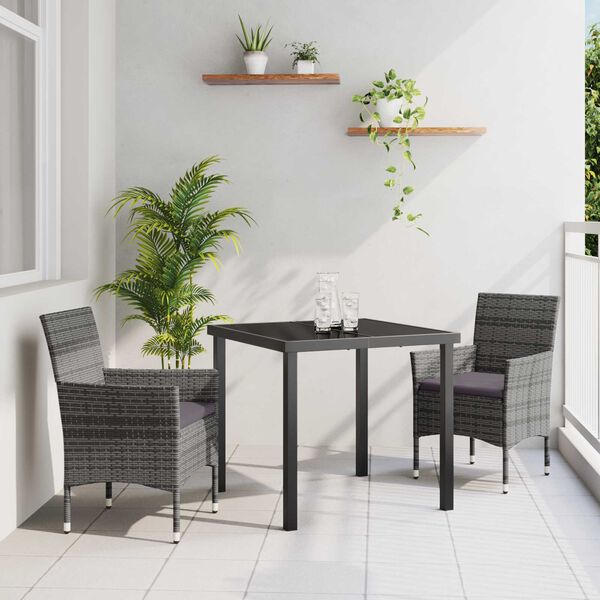 vidaXL Ensemble de salle à manger pour jardin 3 pcs Gris polyrotin