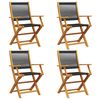 vidaXL Chaises de jardin pliantes lot de 4 noir bois d'acacia massif