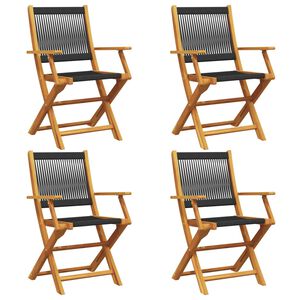 vidaXL Chaises pliantes 4 pi&egrave;ces en bois d'acacia massif noir