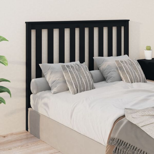 vidaXL T&ecirc;te de lit Noir 126x6x101 cm Bois massif de pin