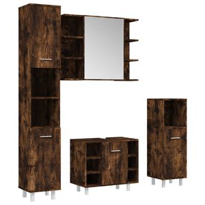 vidaXL Ensemble d'armoires de salle de bain 4 pcs ch&ecirc;ne fum&eacute;