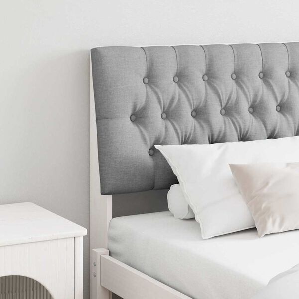 vidaXL T&ecirc;te de lit capitonn&eacute;e Gris clair 200 cm Pin massif