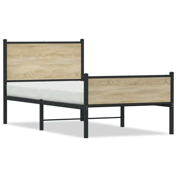 vidaXL Cadre de lit en métal sans matelas chêne sonoma 90x190 cm
