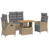 vidaXL Ensemble &agrave; manger de jardin coussins 4 pcs beige r&eacute;sine tress&eacute;e