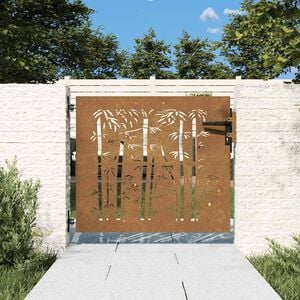 vidaXL Portail de jardin 85x75 cm acier corten design de bambou