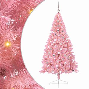 vidaXL Sapin de No&euml;l artificiel pr&eacute;-&eacute;clair&eacute; Rose 240 cm PVC