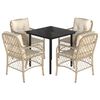 vidaXL Ensemble &agrave; manger de jardin avec coussins 5pcs Beige poly rotin