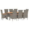 vidaXL Ensemble &agrave; manger de jardin 9 pcs avec coussins Gris