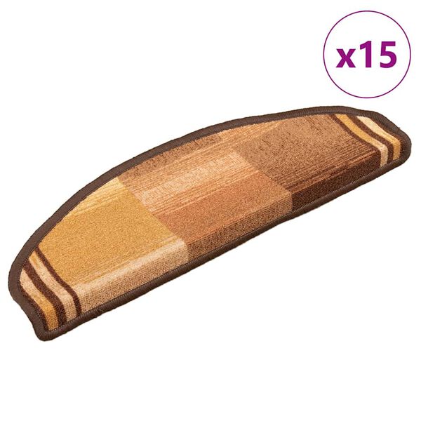 vidaXL Tapis d'escalier autocollants 15 pcs Marron 65x21x4 cm