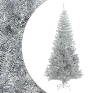 vidaXL Sapin de No&euml;l artificiel avec support argent&eacute; 240 cm PET