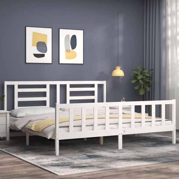 vidaXL Cadre de lit sans matelas blanc bois massif de pin