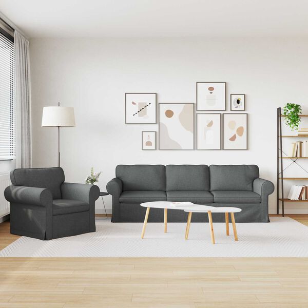 vidaXL Canap&eacute; 2 pcs Gris fonc&eacute;