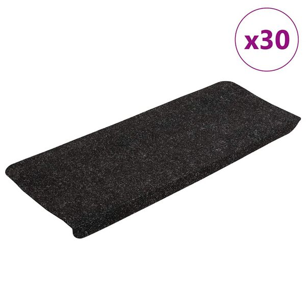 vidaXL Tapis d'escalier auto-adh&eacute;sifs 30 pcs anthracite 65x24,5x3,5 cm