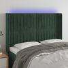 vidaXL T&ecirc;te de lit &agrave; LED Vert fonc&eacute; 147x16x118/128 cm Velours