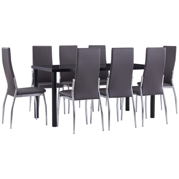 vidaXL Ensemble de salle &agrave; manger 9 pcs Similicuir Gris