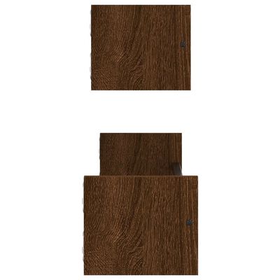 vidaXL Étagères murales avec barres 2 pcs chêne marron 60x16x14 cm