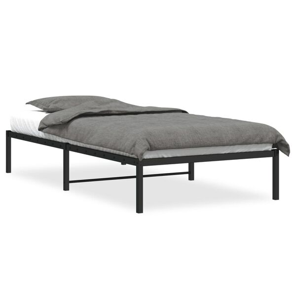 vidaXL Cadre de lit m&eacute;tal sans matelas noir 107x203 cm