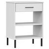 vidaXL Armoire console avec pieds en m&eacute;tal Blanc Bois pin massif OSLO