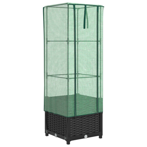 vidaXL Jardini&egrave;re sur&eacute;lev&eacute;e avec housse aspect rotin 40x40x139 cm
