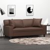 vidaXL Canap&eacute; 2 places oreillers et coussins Marron 140 cm Similicuir